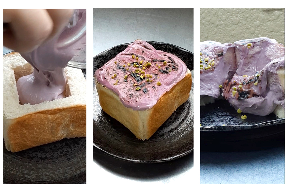 紫芋のブリュレチーズケーキパンの画像