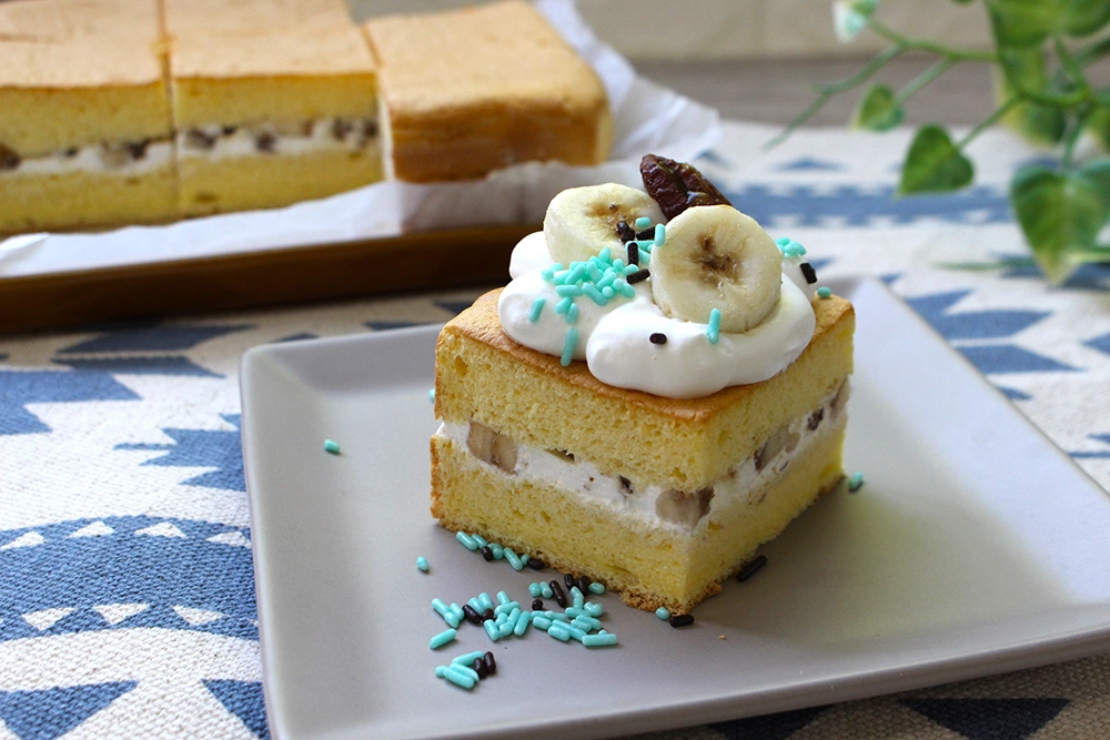 シフォン生地のバナナケーキの画像