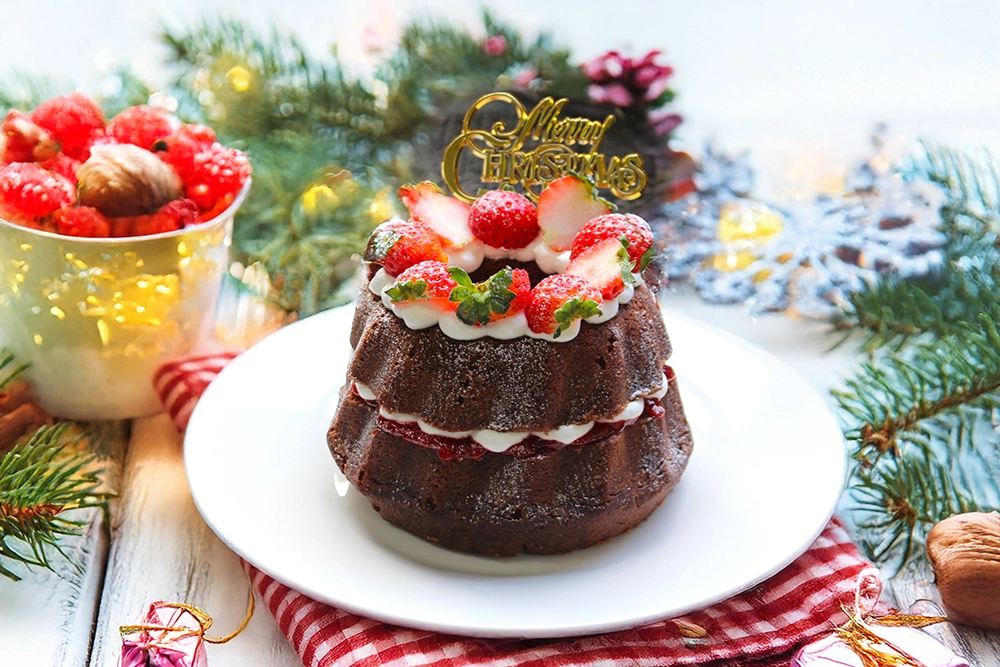 ビクトリアケーキでクリスマスの画像